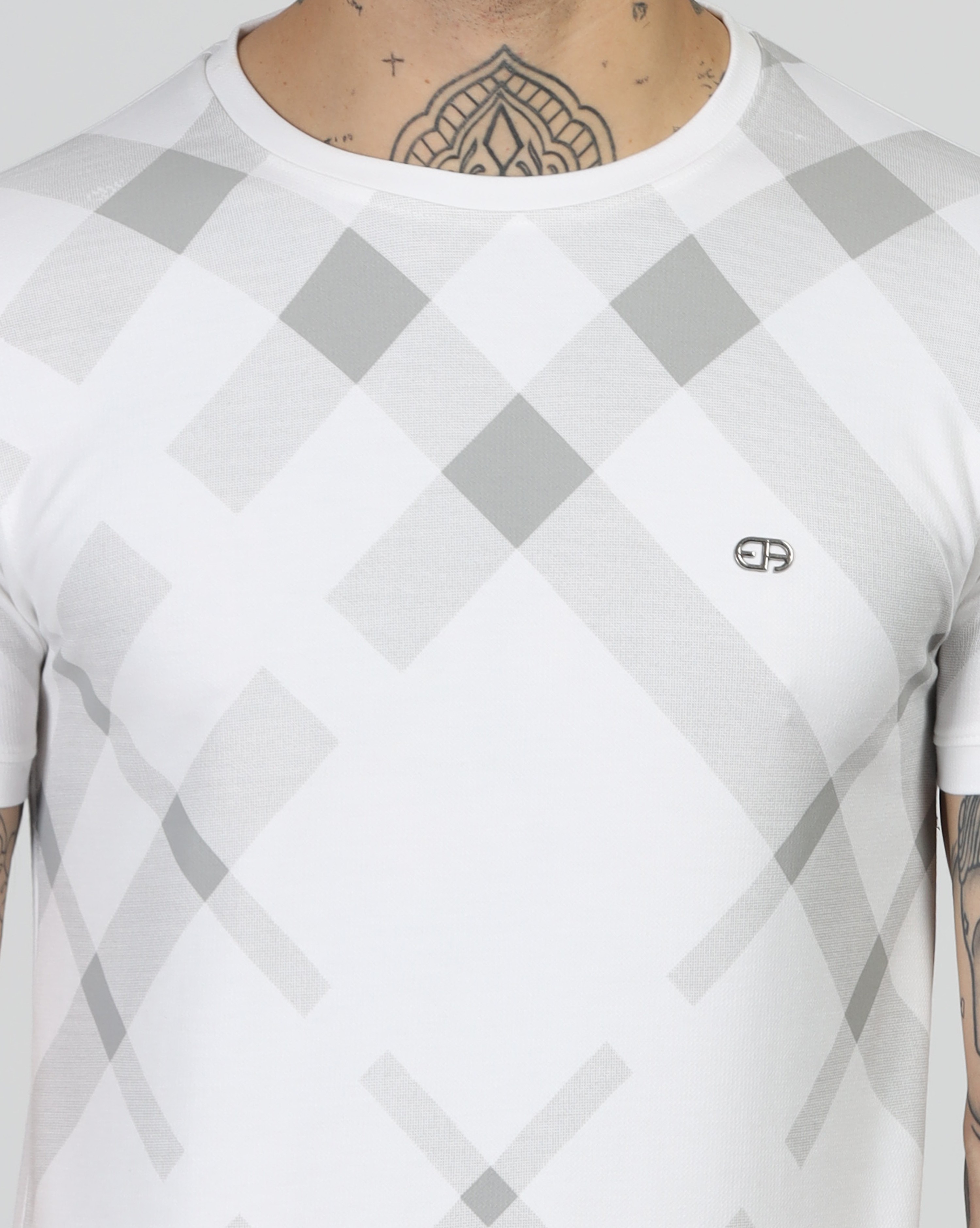 Mens White Printed T-Shirt