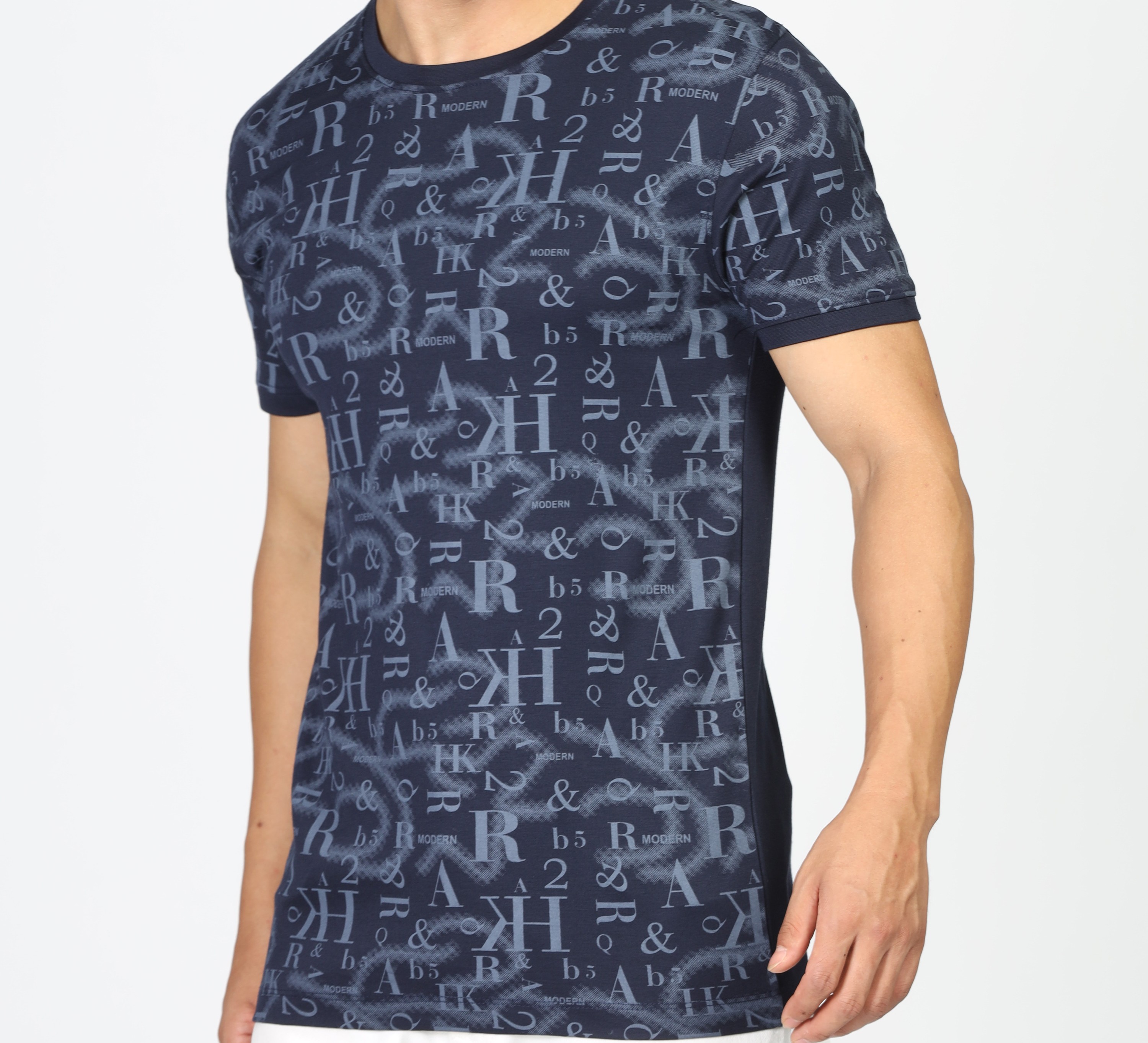 Blue Typography Printed T-Shirt