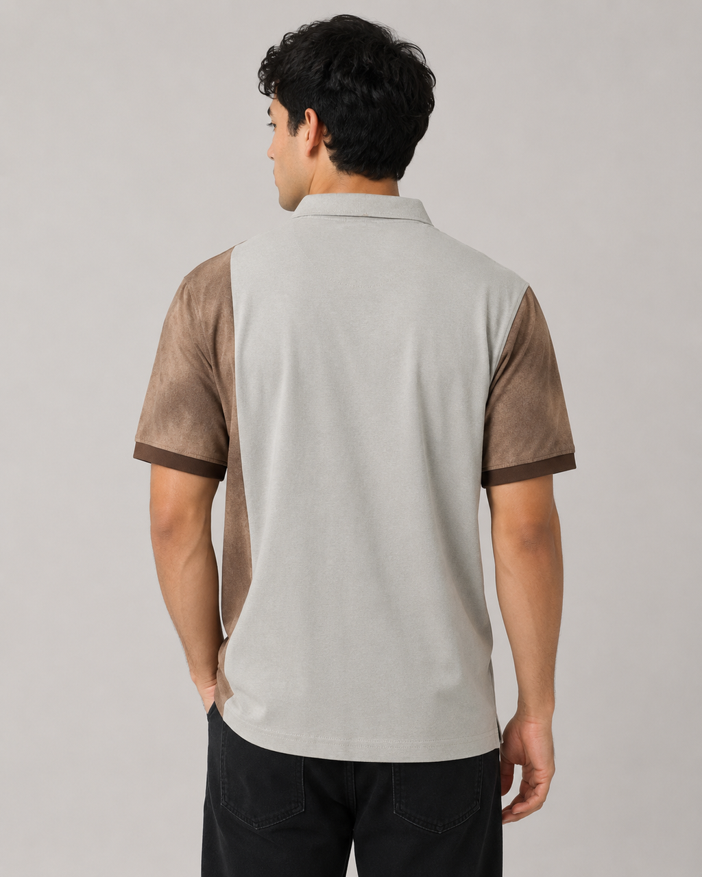 All-Over Print Colorblock Panel Polo