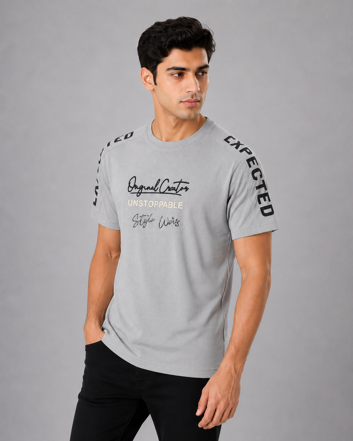 Waffle Knit Graphic T-Shirt