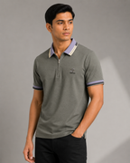 Contrast Tipped Zip-Neck Polo