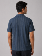 Seamless Pinstripe Zip-Neck Polo