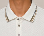 Seamless Nylon Luxe White Textured Polo
