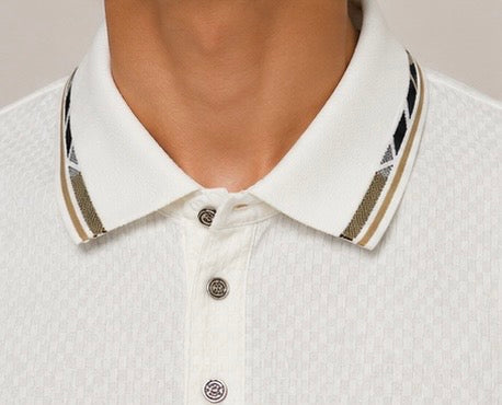 Seamless Nylon Luxe White Textured Polo
