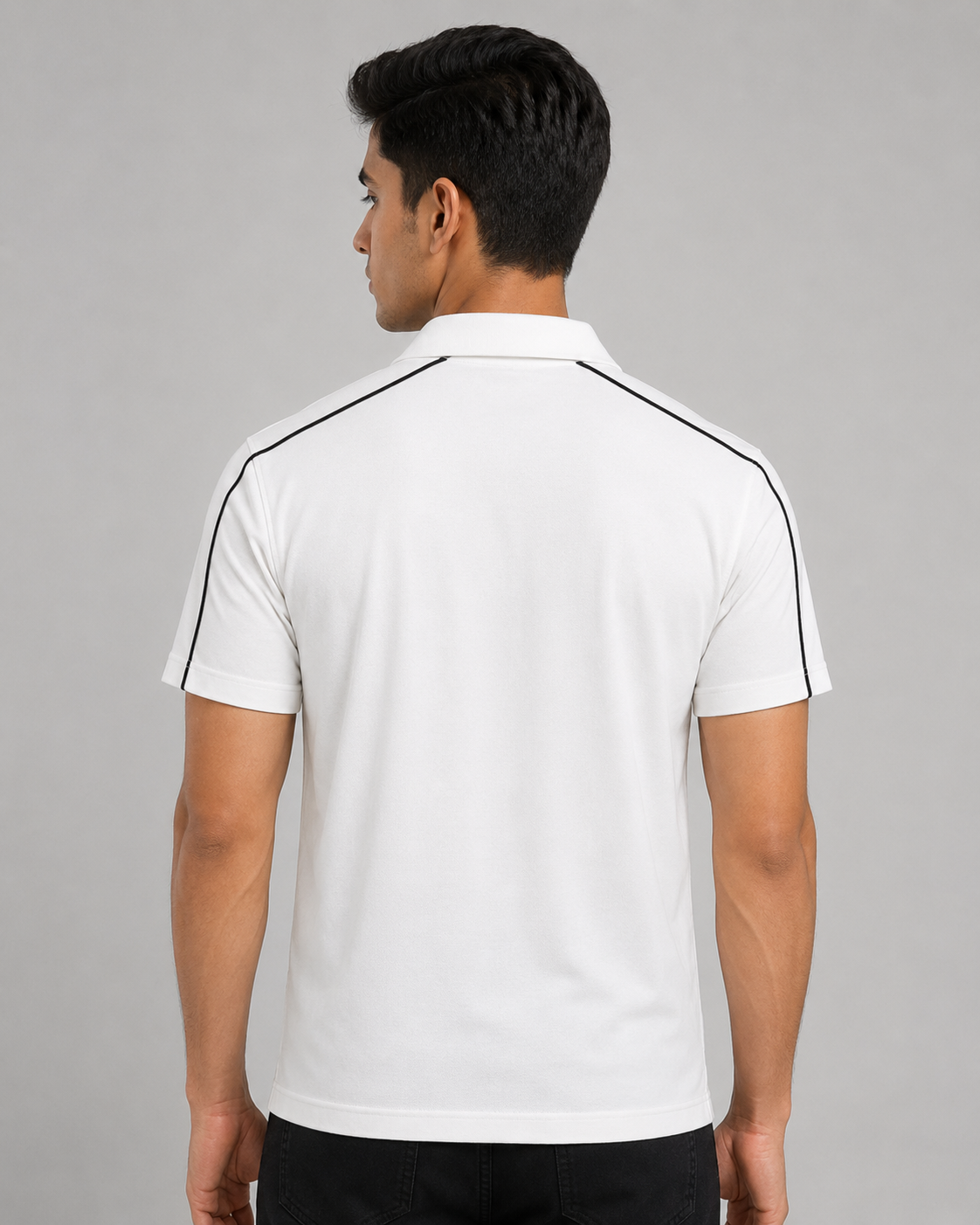 Piping Zip-Neck Polo