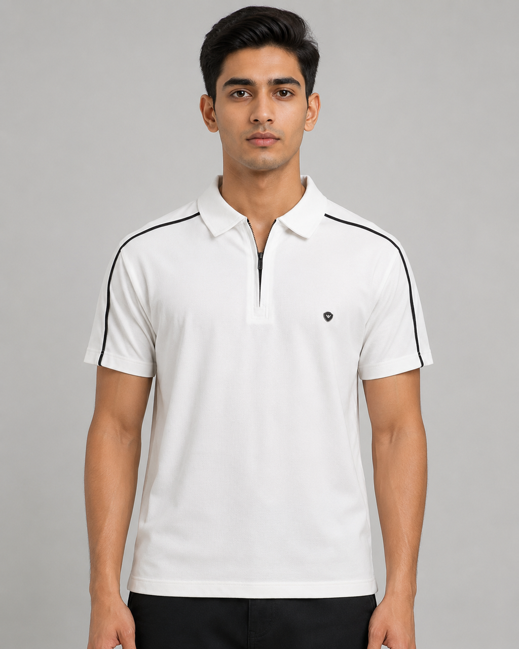 Piping Zip-Neck Polo