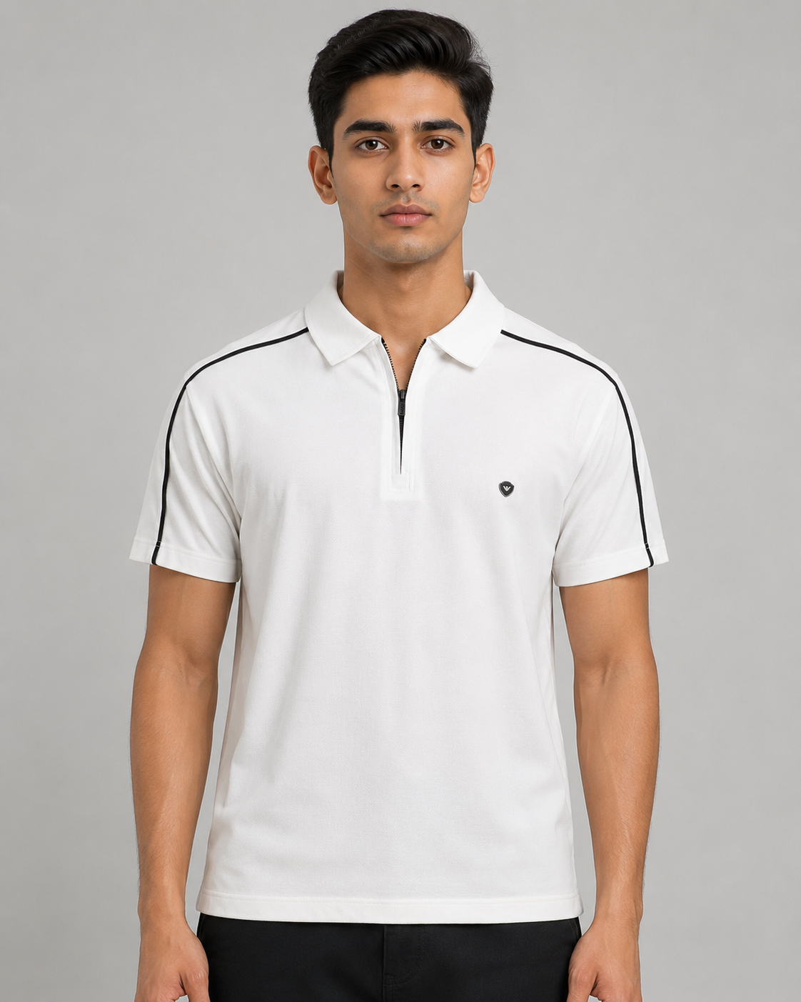 Piping Zip-Neck Polo