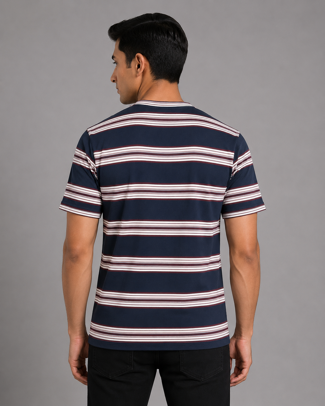 Multi-Stripe Crew Neck T-Shirt
