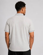 Stitchless Nylon Self Textured Grey Polo