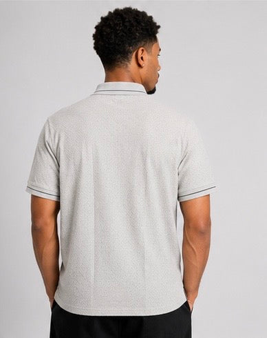 Stitchless Nylon Self Textured Grey Polo