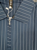 Seamless Pinstripe Zip-Neck Polo