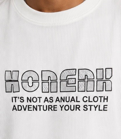 Striped Texture Graphic White Tee