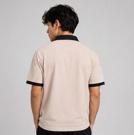Contrast Pocket Peach Polo