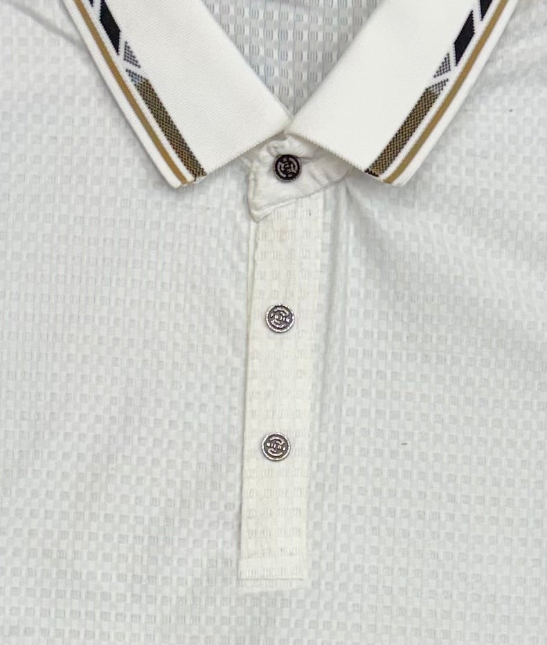 Seamless Nylon Luxe White Textured Polo