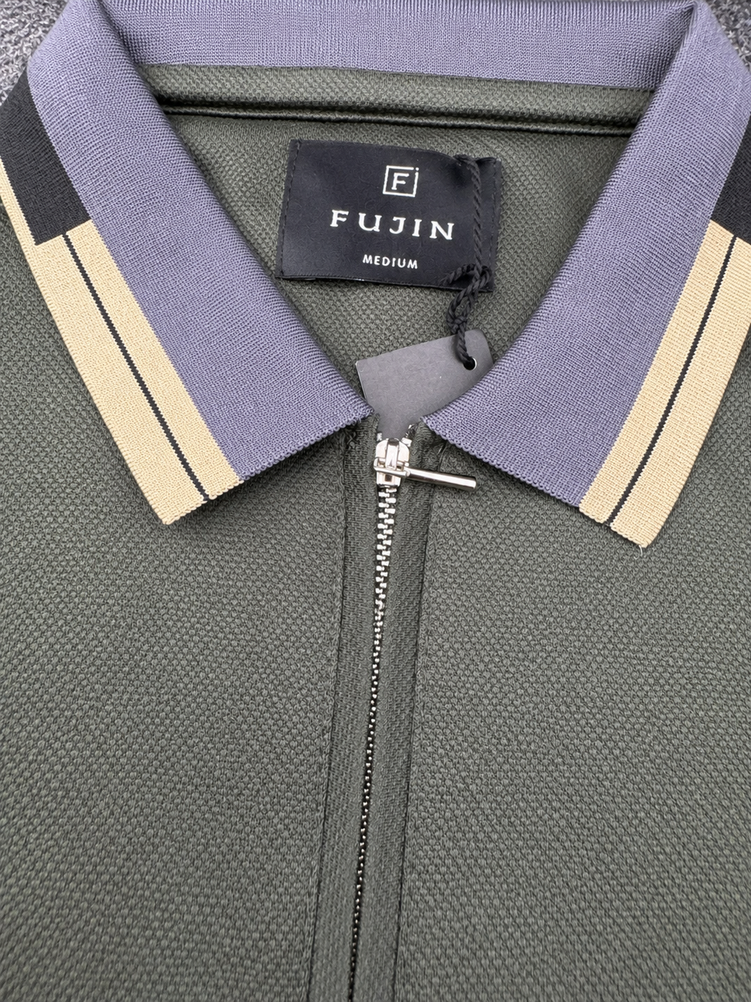 Contrast Tipped Zip-Neck Polo