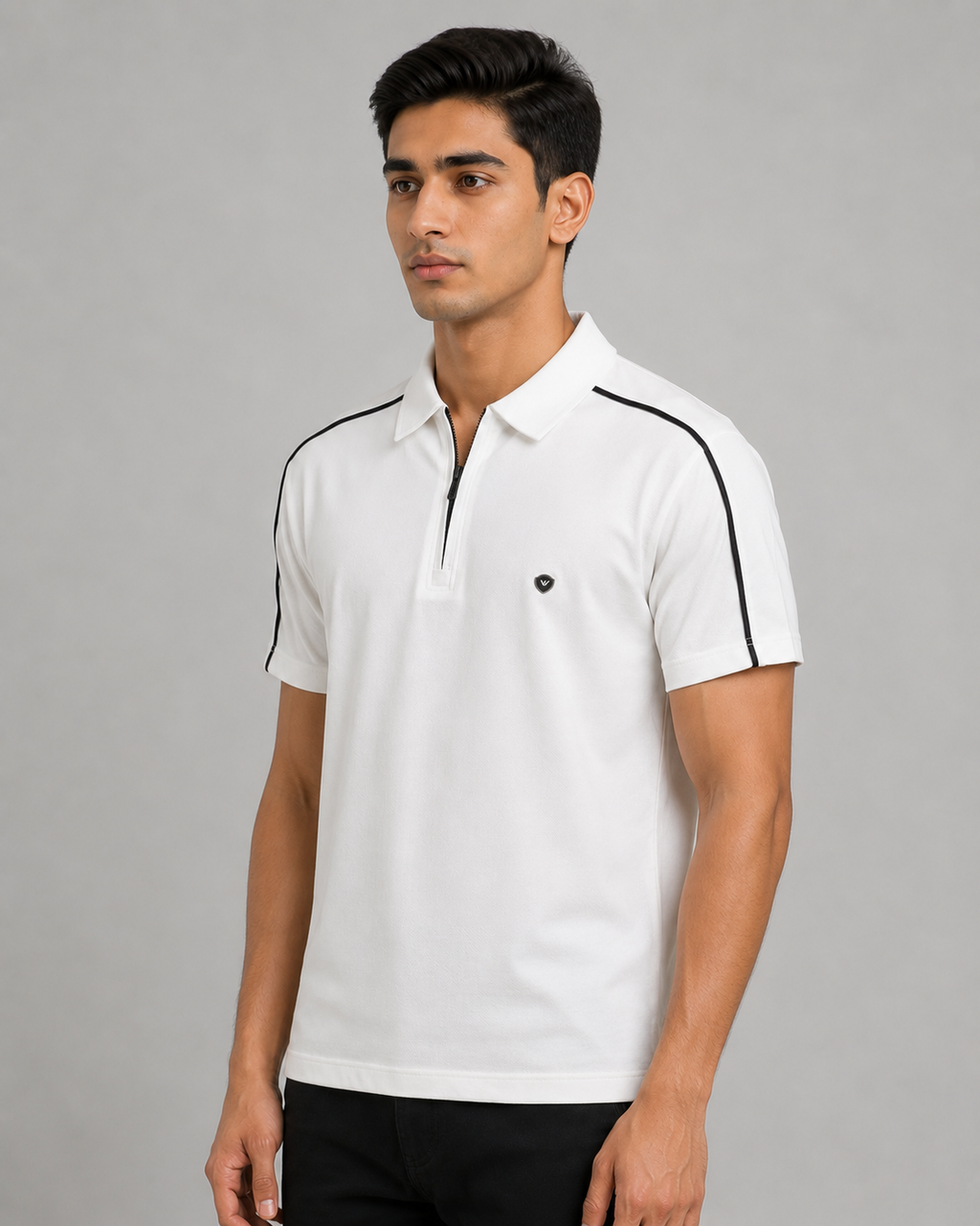 Piping Zip-Neck Polo