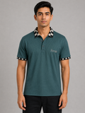 Checkerboard Collar Ribbed Polo
