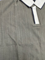 Olive Contrast Collar with Placket Textured Polo