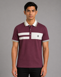 Colorblock Striped Chest Panel Polo
