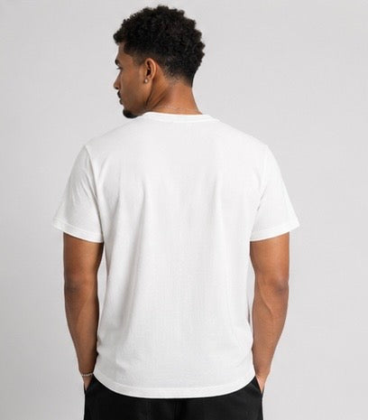Striped Texture Graphic White Tee