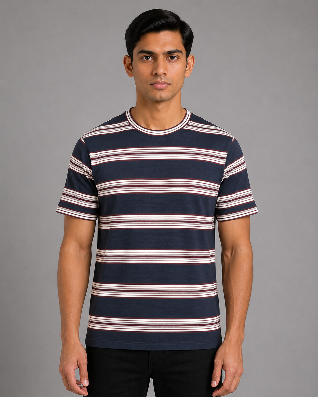 Multi-Stripe Crew Neck T-Shirt