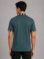 Checkerboard Collar Ribbed Polo