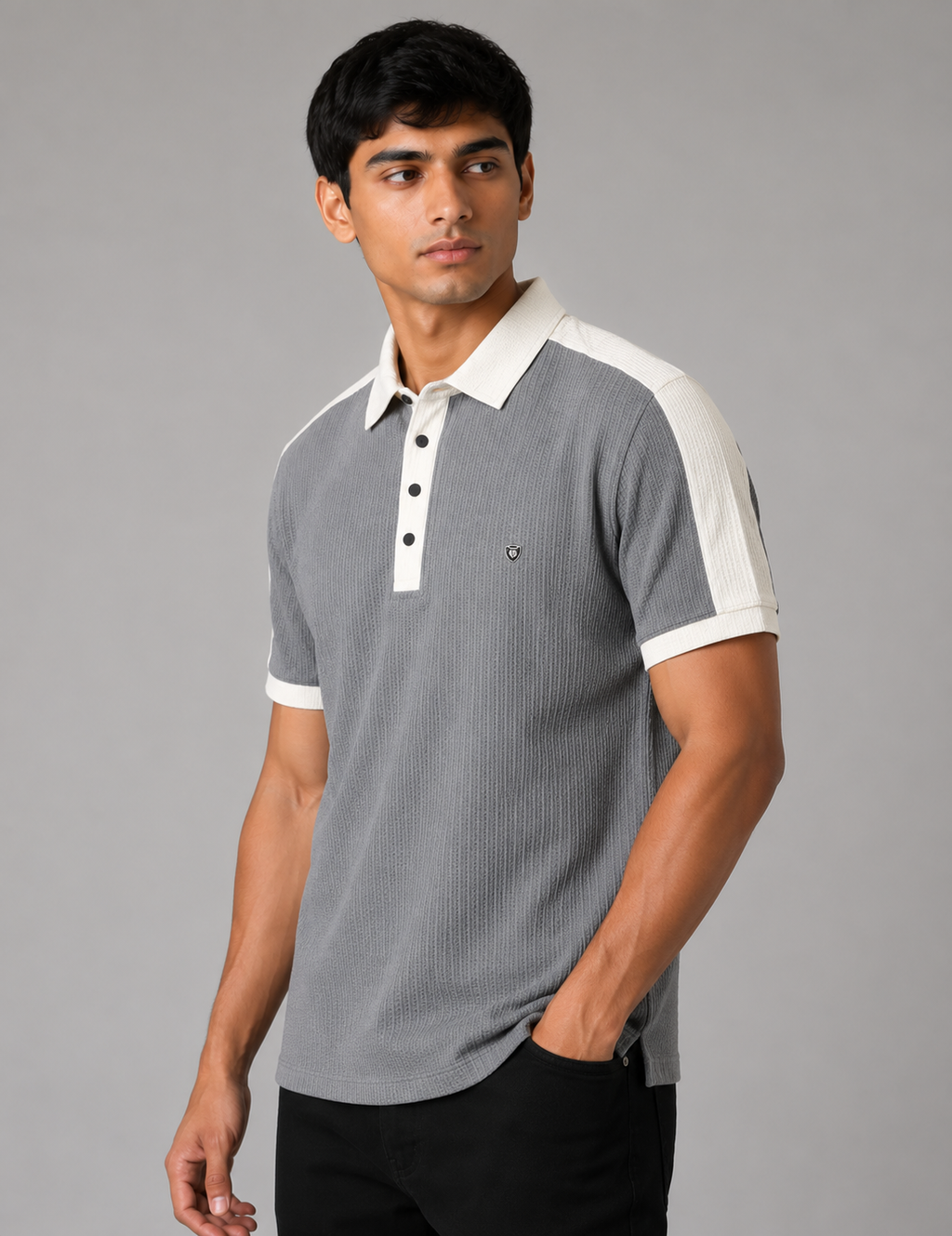 Popcorn Texture Colorblock Polo