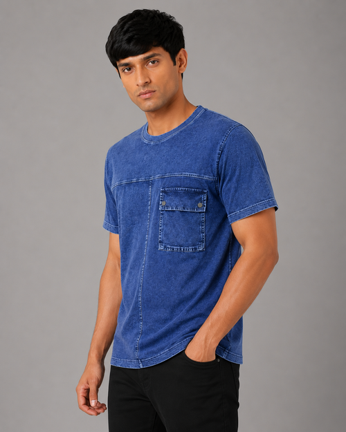 Acid Wash Denim Pocket T-Shirt