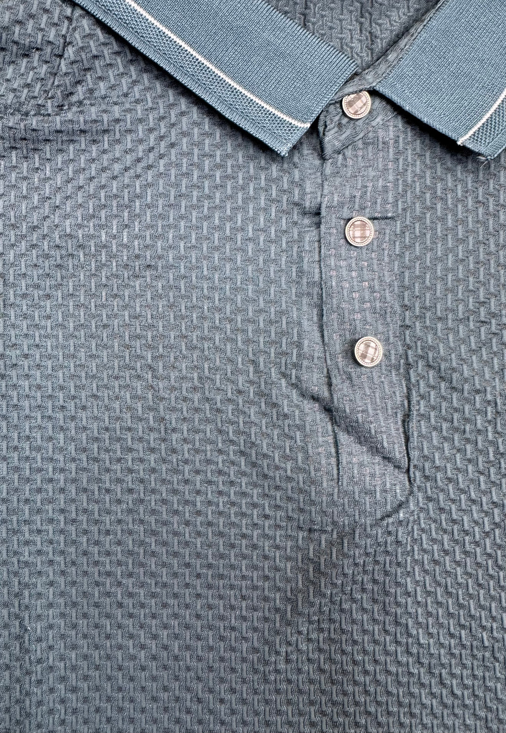 Stitchless Nylon Self Textured Teal Polo