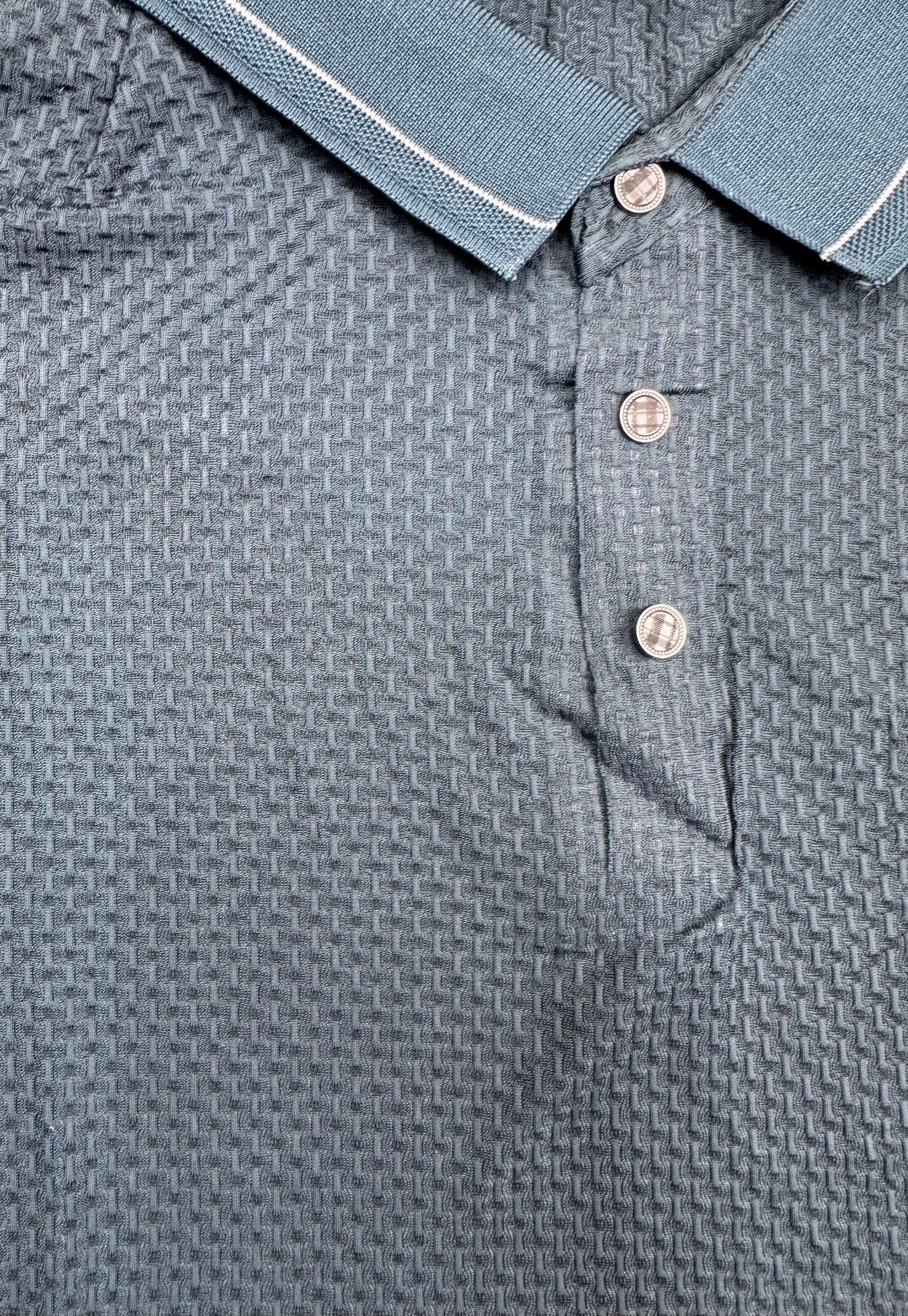 Stitchless Nylon Self Textured Teal Polo