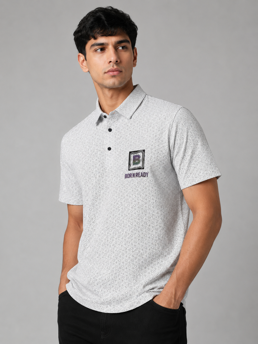Geometric Print Polo
