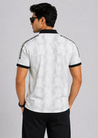 Contrast Textured AOP Zip Polo