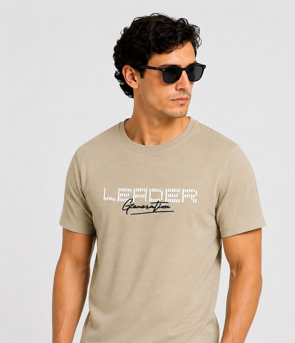 Waffle Textured Beige Tee