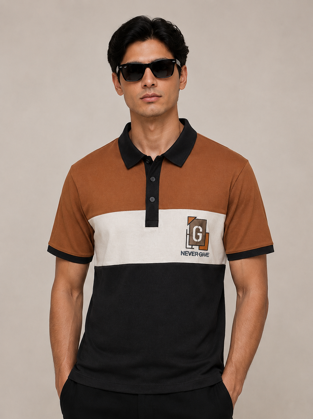 Cut & Sew Contrast Polo
