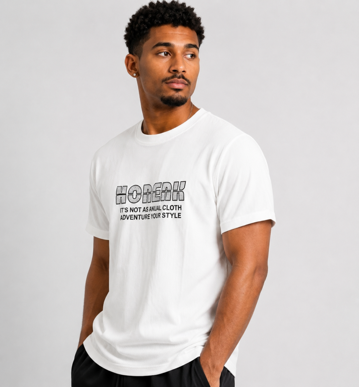 Striped Texture Graphic White Tee