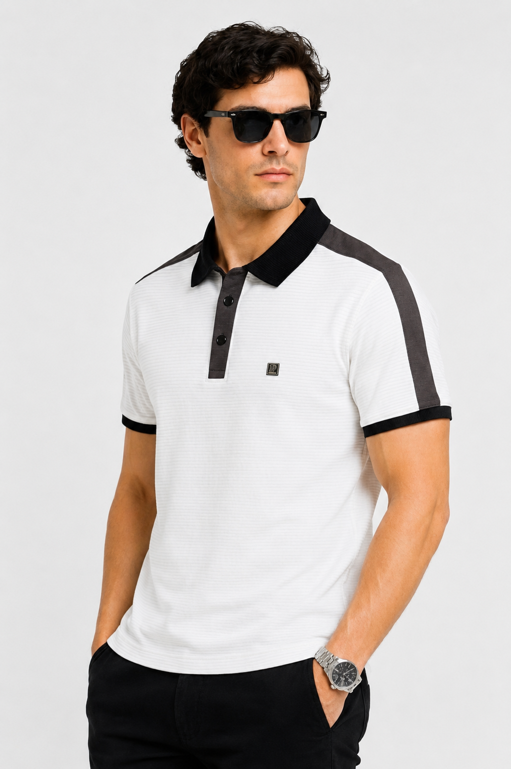 Contrast Eclipse Textured White Polo