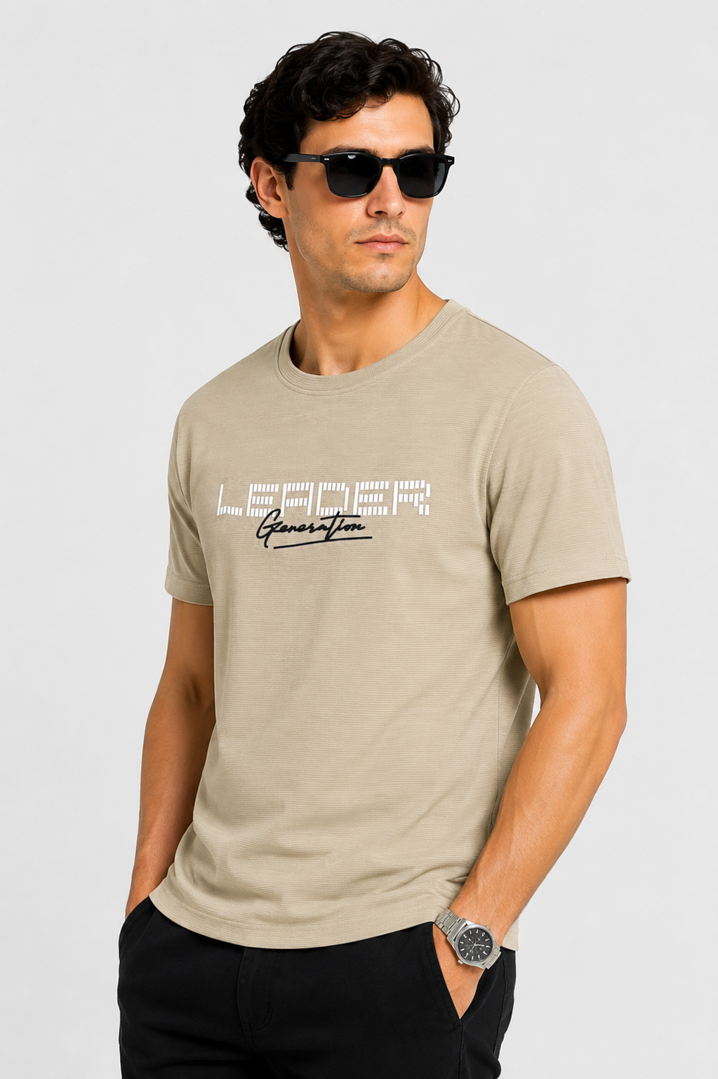 Waffle Textured Beige Tee