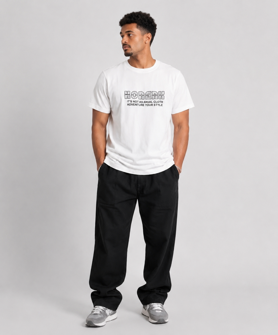 Striped Texture Graphic White Tee