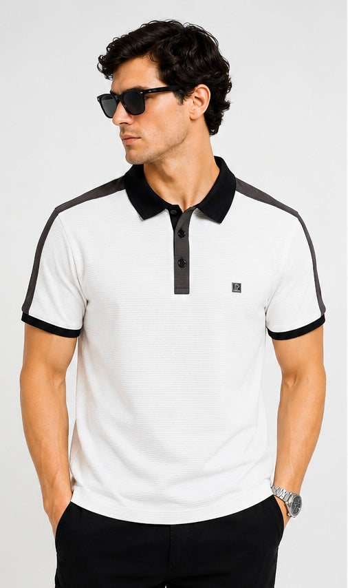 Contrast Eclipse Textured White Polo