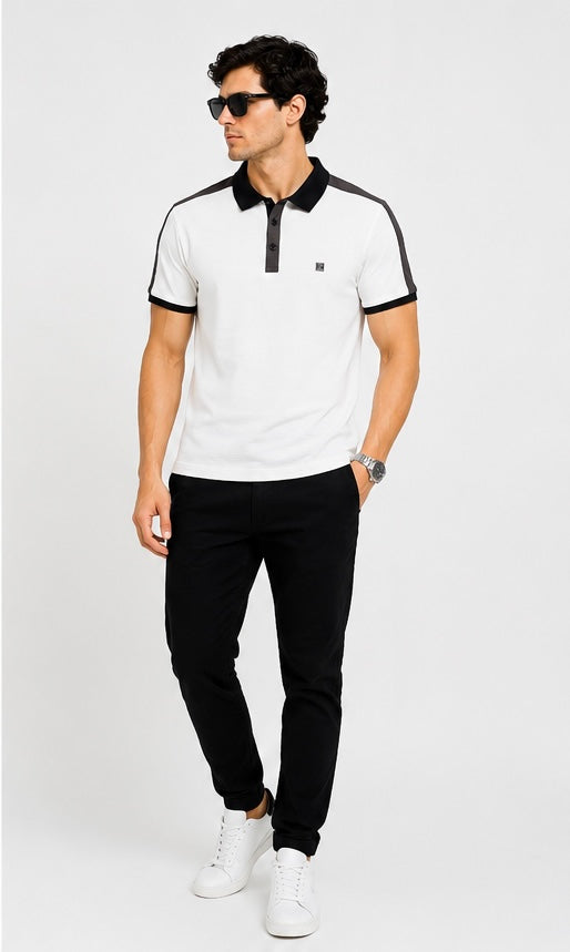 Contrast Eclipse Textured White Polo