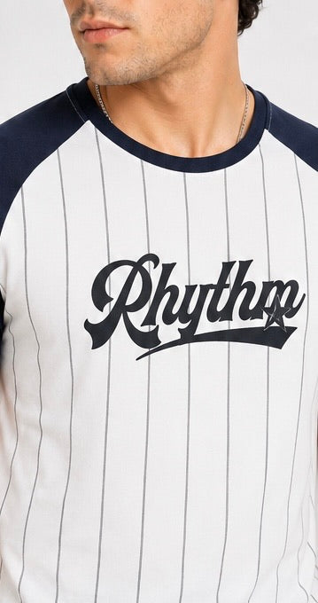Pinstripe Raglan White Tee